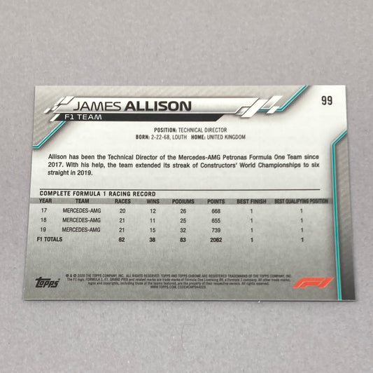 2020 Topps Chrome James Allison Base #99 F1 Card - ChronicCards