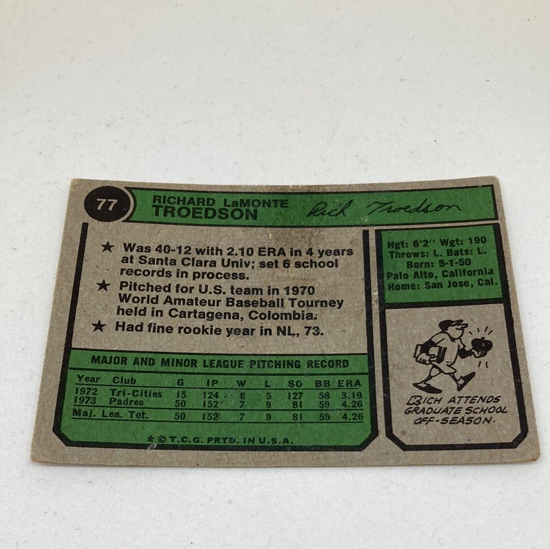 1974 Topps Rich Troedson Padres Baseball Card - ChronicCards