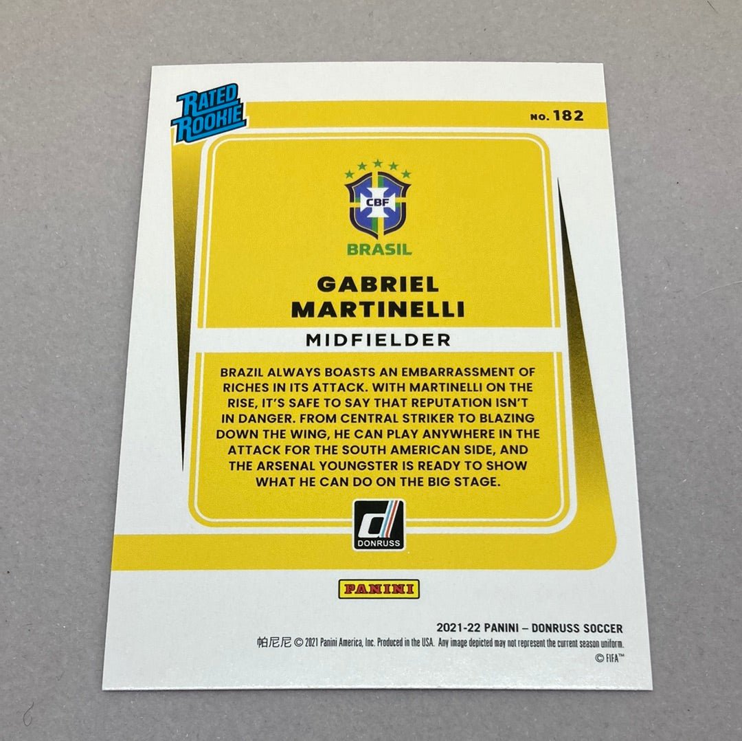 2021 - 22 Panini Donruss Gabriel Martinelli Rated Rookie Soccer Card - ChronicCards