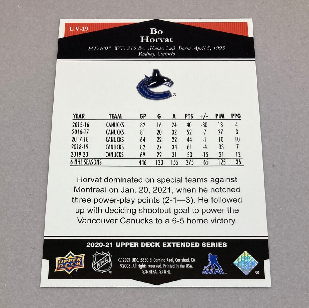 2020 - 21 Upper Deck Bo Horvat Ultimate Victory - ChronicCards