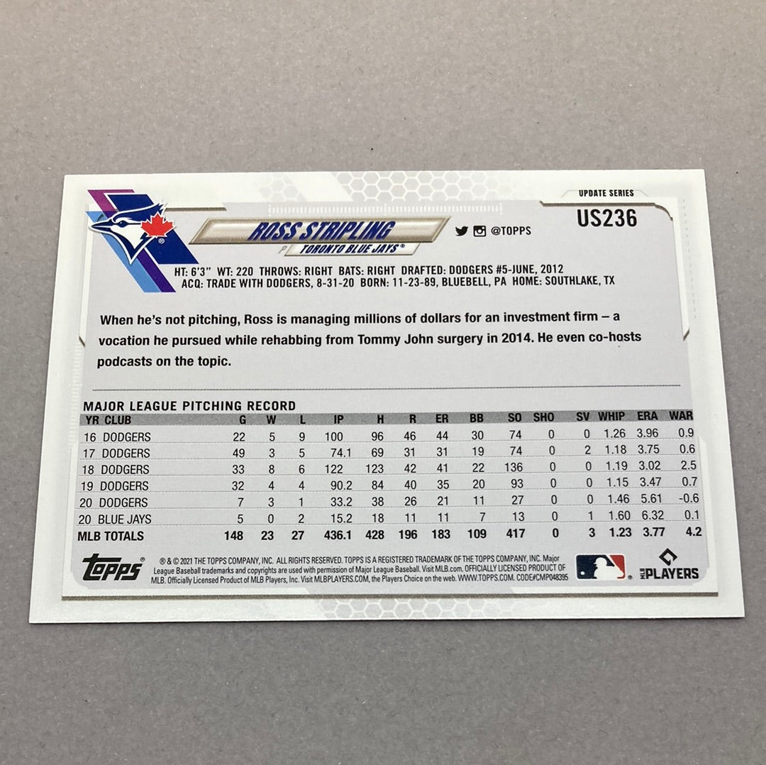 2021 Topps Update Series Ross Stripling Baseball Card - ChronicCards