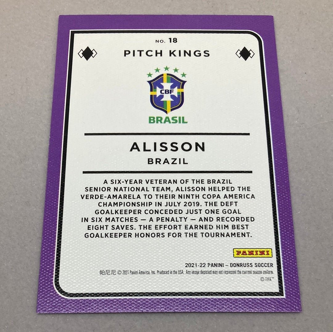 2021 - 22 Panini Donruss Alisson Pitch Kings Soccer Card - ChronicCards