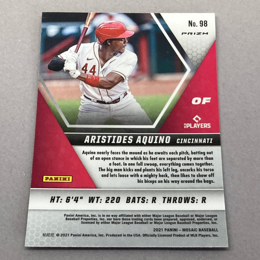 2021 Panini Mosaic Aristides Aquino Silver Mosaic Baseball Card - ChronicCards