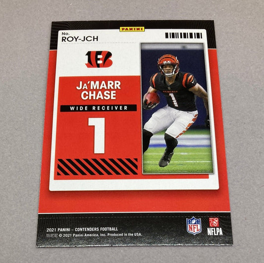 2021 Panini Contenders Ja’marr Chase Rookie of the Year Rookie Card - ChronicCards