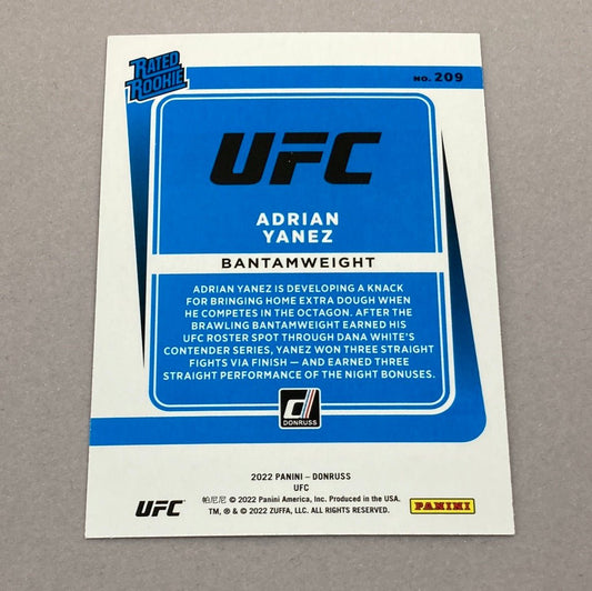 2022 Panini Donruss Adrian Yanez Rated Rookie UFC Card - ChronicCards
