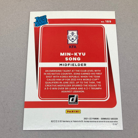 2021 - 22 Panini Donruss Min - Kyu Song Rated Rookie Soccer Card - ChronicCards