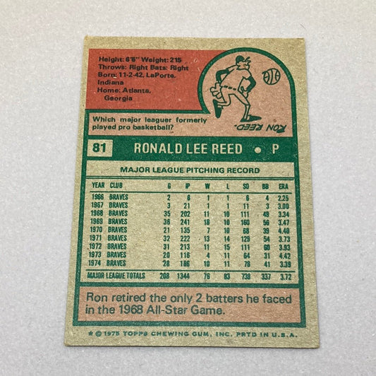 1975 O - Pee - Chee 81 Ron Reed Base - ChronicCards