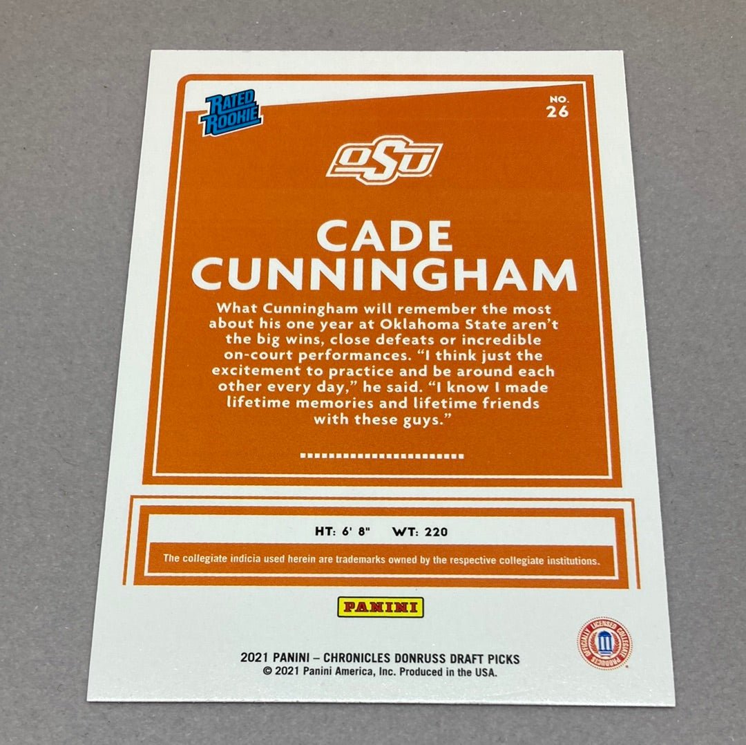 2021 - 22 Panini Donruss Draft Picks Cade Cunningham Rated Rookie - ChronicCards