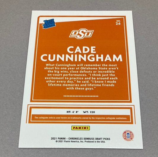 2021 - 22 Panini Donruss Draft Picks Cade Cunningham Rated Rookie - ChronicCards