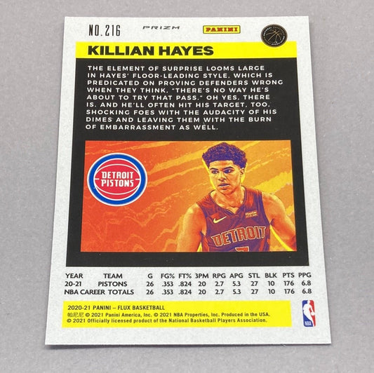 2020 - 21 Panini Flux Killian Hayes Silver Mojo Prizm Rookie Card - ChronicCards