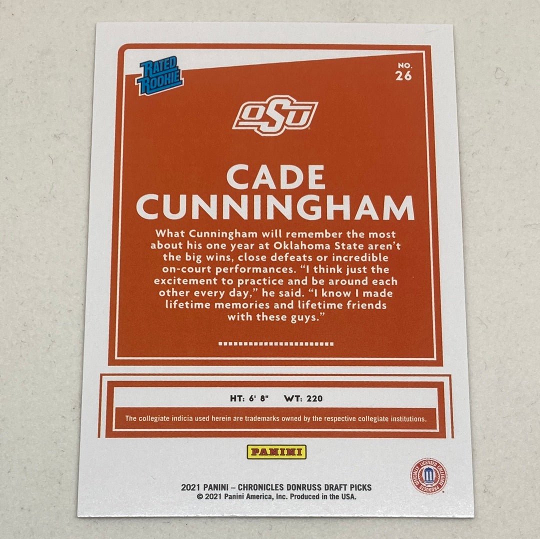 2021 - 22 Panini Chronicles Donruss Cade Cunningham Rated Rookie - ChronicCards