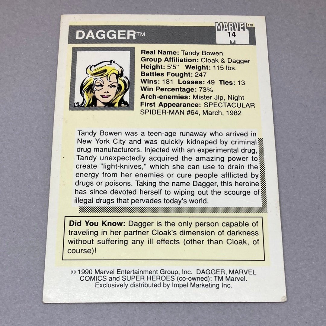 1990 Impel Marvel Dagger Trading Card - ChronicCards