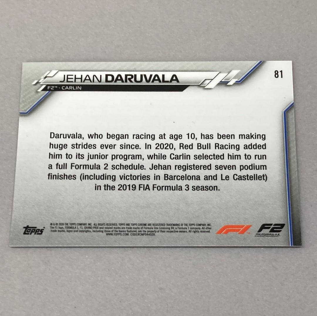 2020 Topps Chrome Jehan Daruvala #81 Base F1 Card - ChronicCards
