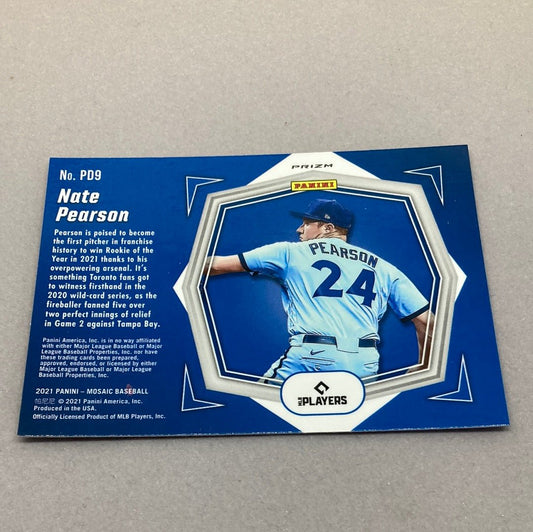 2021 Panini Mosaic Nate Pearson Debuts Blue Prizm Baseball Card - ChronicCards