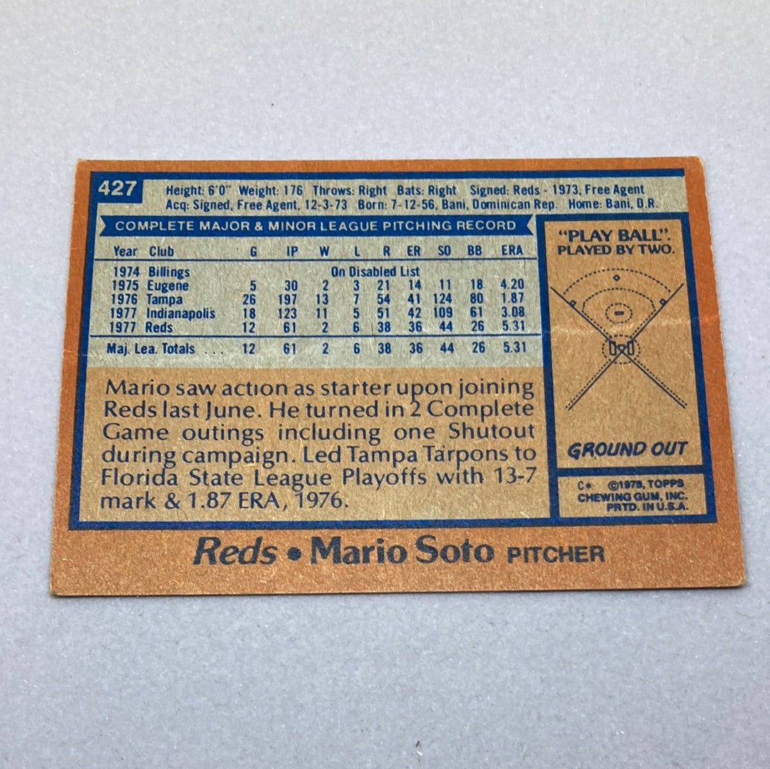 1978 Topps Baseball Mario Soto Baseball Card - ChronicCards