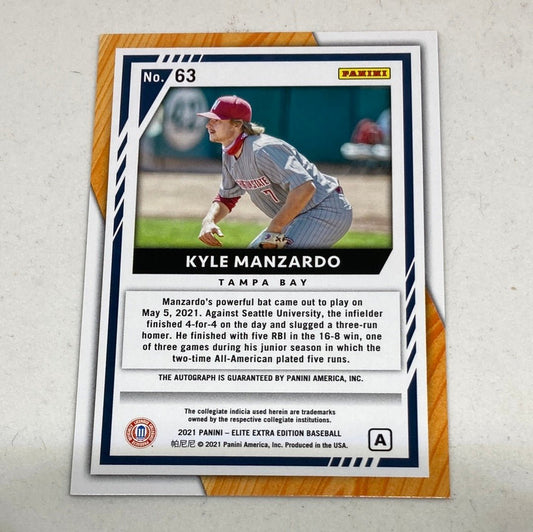 2021 Panini Extra Edition Kyle Manzardo Autograph 81/205 Baseball Card - ChronicCards