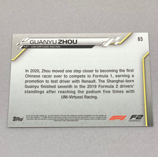 2020 Topps Chrome Guanyu Zhou Base #65 F1 Card - ChronicCards