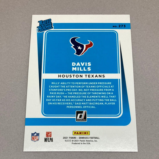 2021 Panini Donruss Davis Mills Rated Rookie Card - ChronicCards