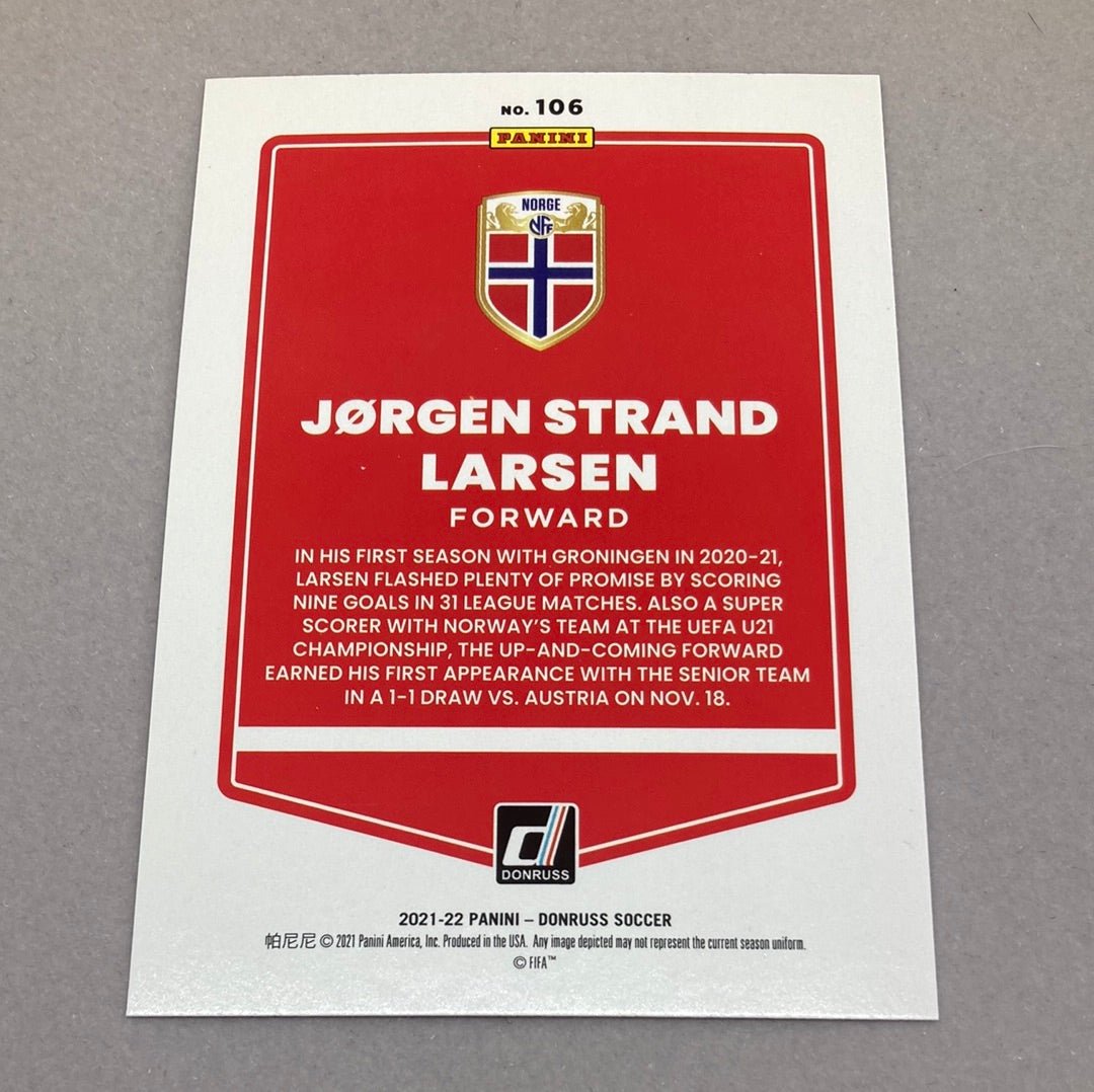 2021 - 22 Panini Donruss Jorgen Strand Larsen Rookie Soccer Card - ChronicCards