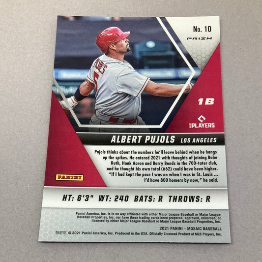 2021 Panini Mosaic Albert Pujols Silver Prizm Baseball Card - ChronicCards