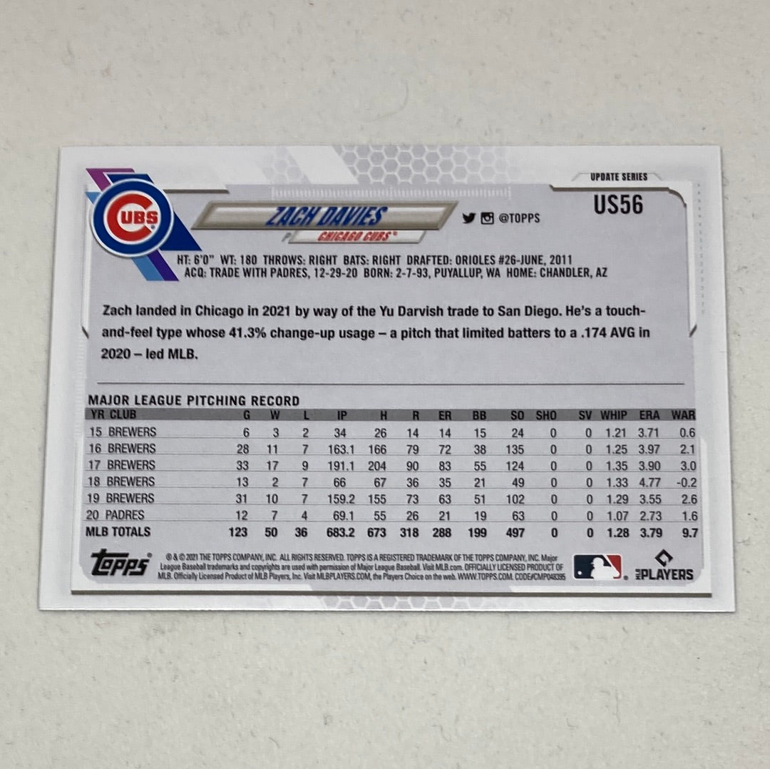 2021 Topps Zach Davies Update Series - ChronicCards