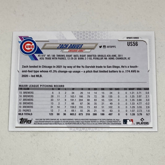2021 Topps Zach Davies Update Series - ChronicCards