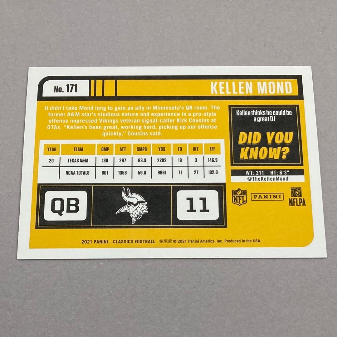 2021 Panini Classics Kellen Mond Rookie Card - ChronicCards