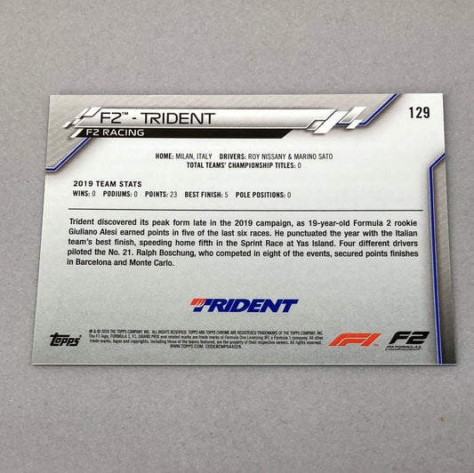 2020 Topps Chrome F2 Trident #129 Base F1 Card - ChronicCards