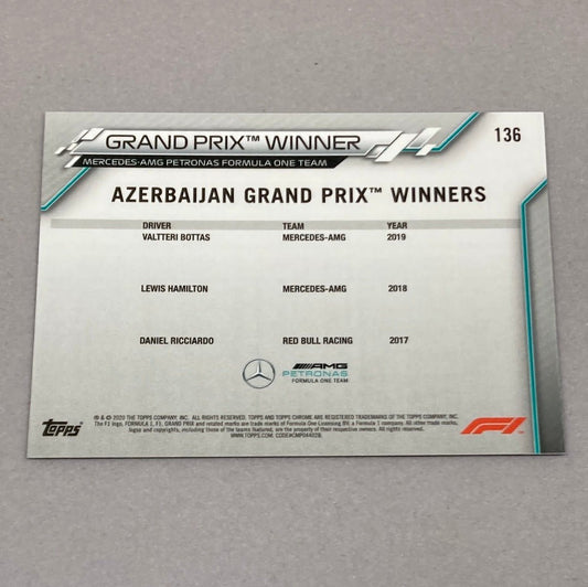 2020 Topps Chrome Valtteri Bottas Base #136 F1 Card - ChronicCards