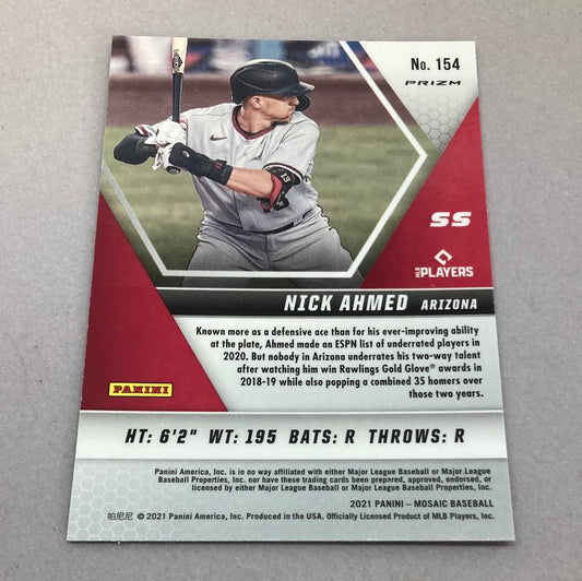 2021 Panini Mosaic Nick Ahmed Green Mosaic Baseball Card - ChronicCards