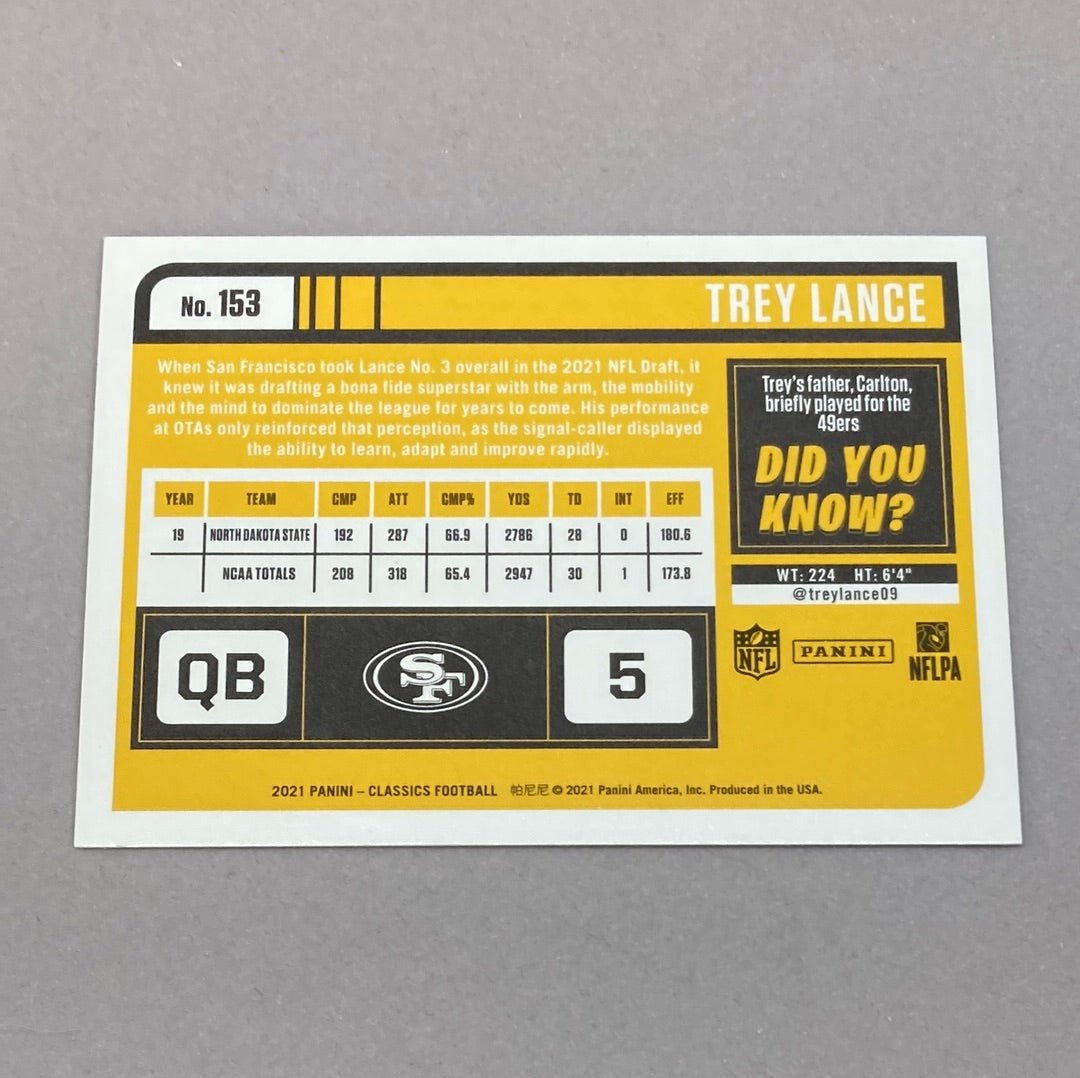 2021 Panini Classics Trey Lance Rookie Card - ChronicCards