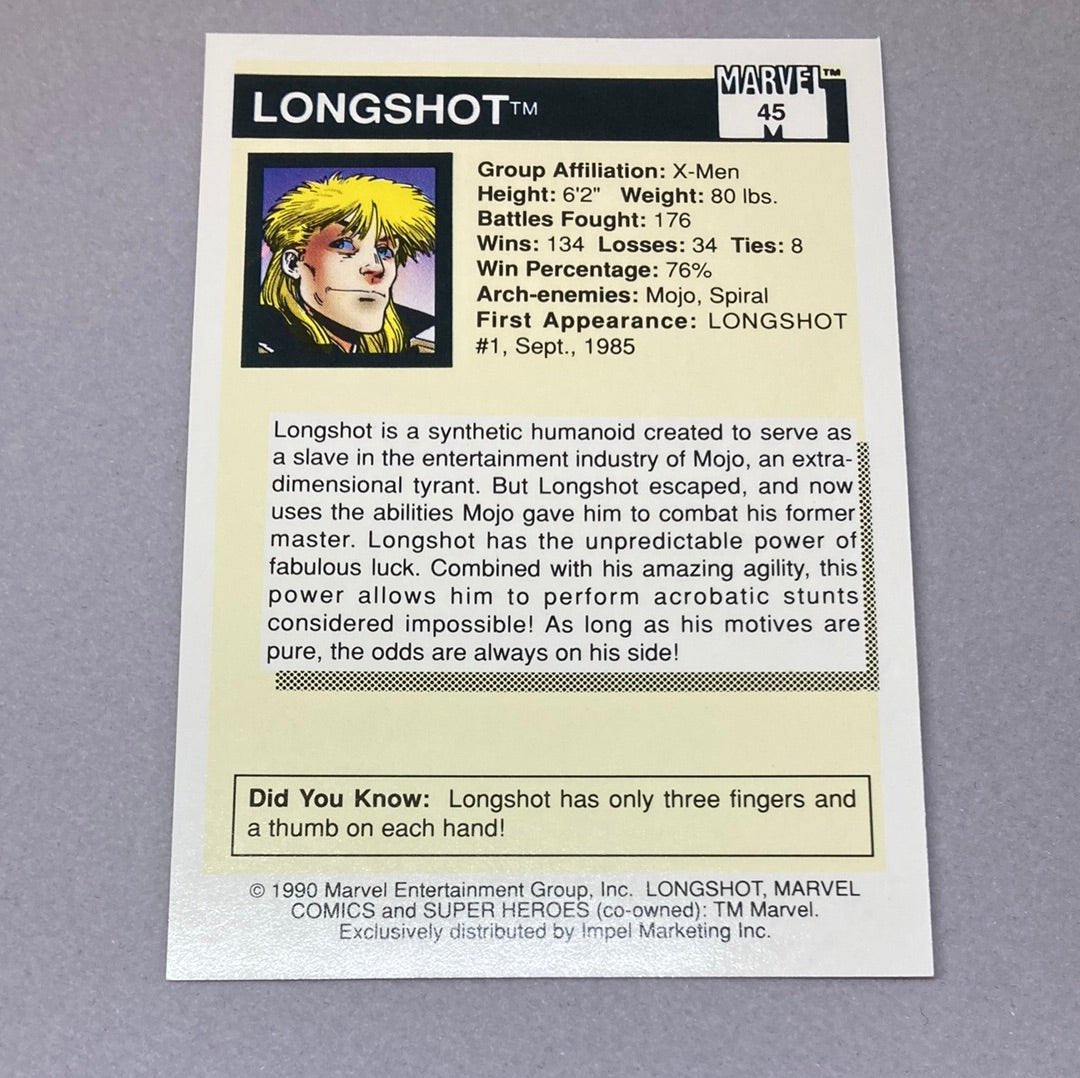 1990 Impel Marvel Longshot Card - ChronicCards