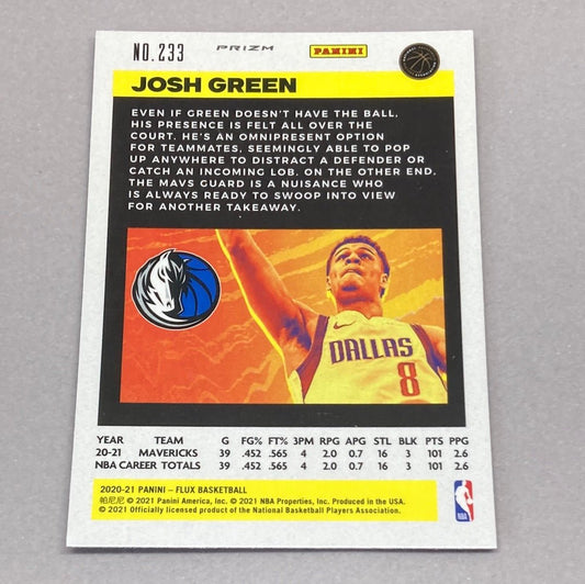 2020 - 21 Panini Flux Josh Green Silver Mojo Prizm Rookie Card - ChronicCards