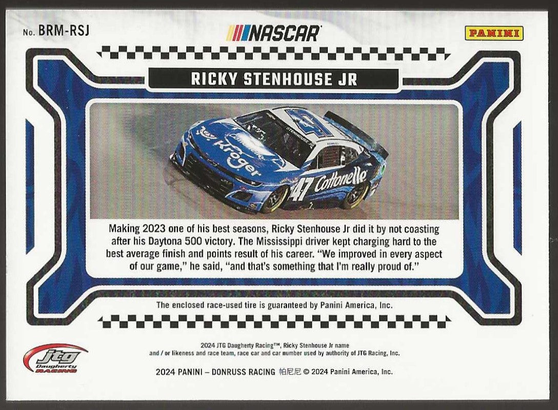 2024 Donruss #BRM-RSJ Ricky Stenhouse Jr Burning Rubber Materials