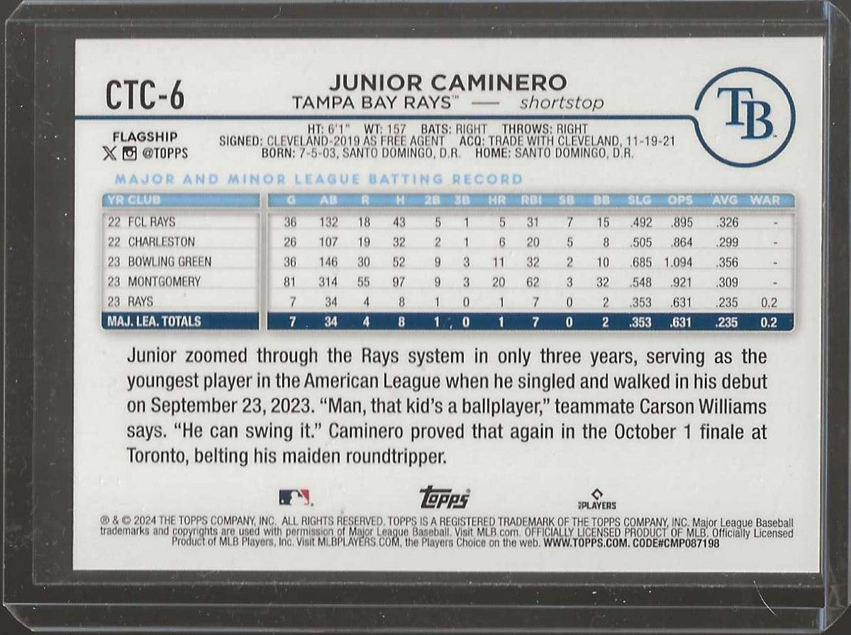 2024 Topps #CTC-6 Junior Caminero Flagship Collection Oversized Companions