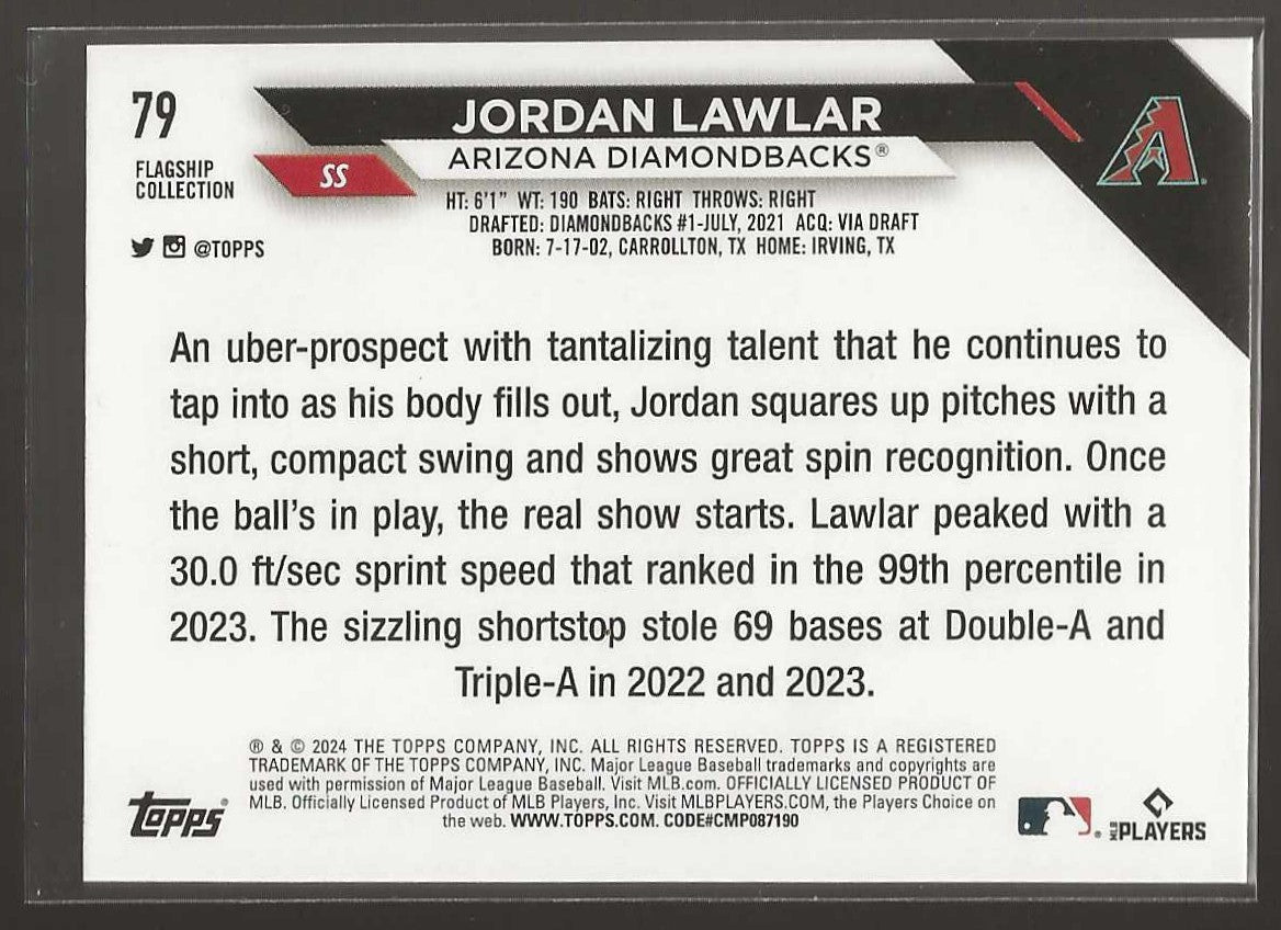 2024 Topps #79 Jordan Lawlar Flagship Collection