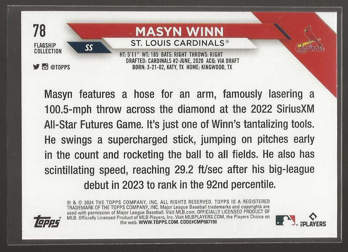 2024 Topps #78 Masyn Winn Flagship Collection