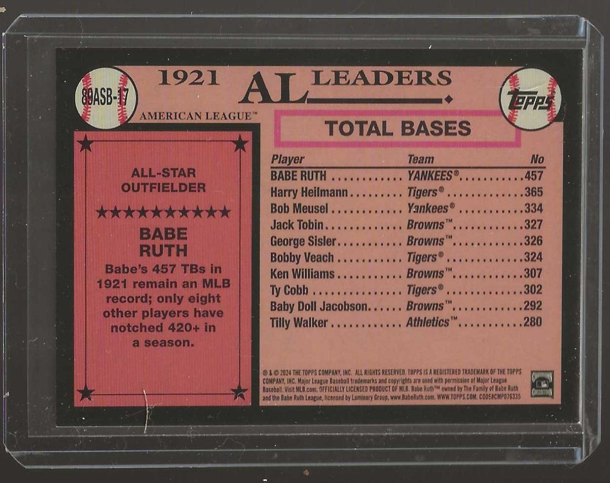 2024 Topps #89ASB-17 Babe Ruth 1989 Topps Baseball 35th Anniversary All-Stars