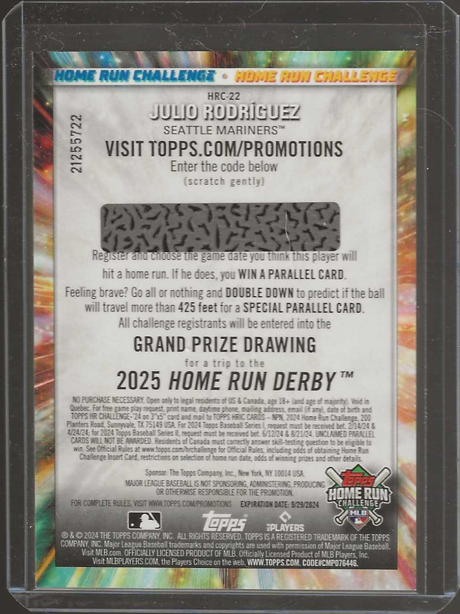 2024 Topps #HRC-22 Julio Rodríguez Home Run Challenge (Series Two)