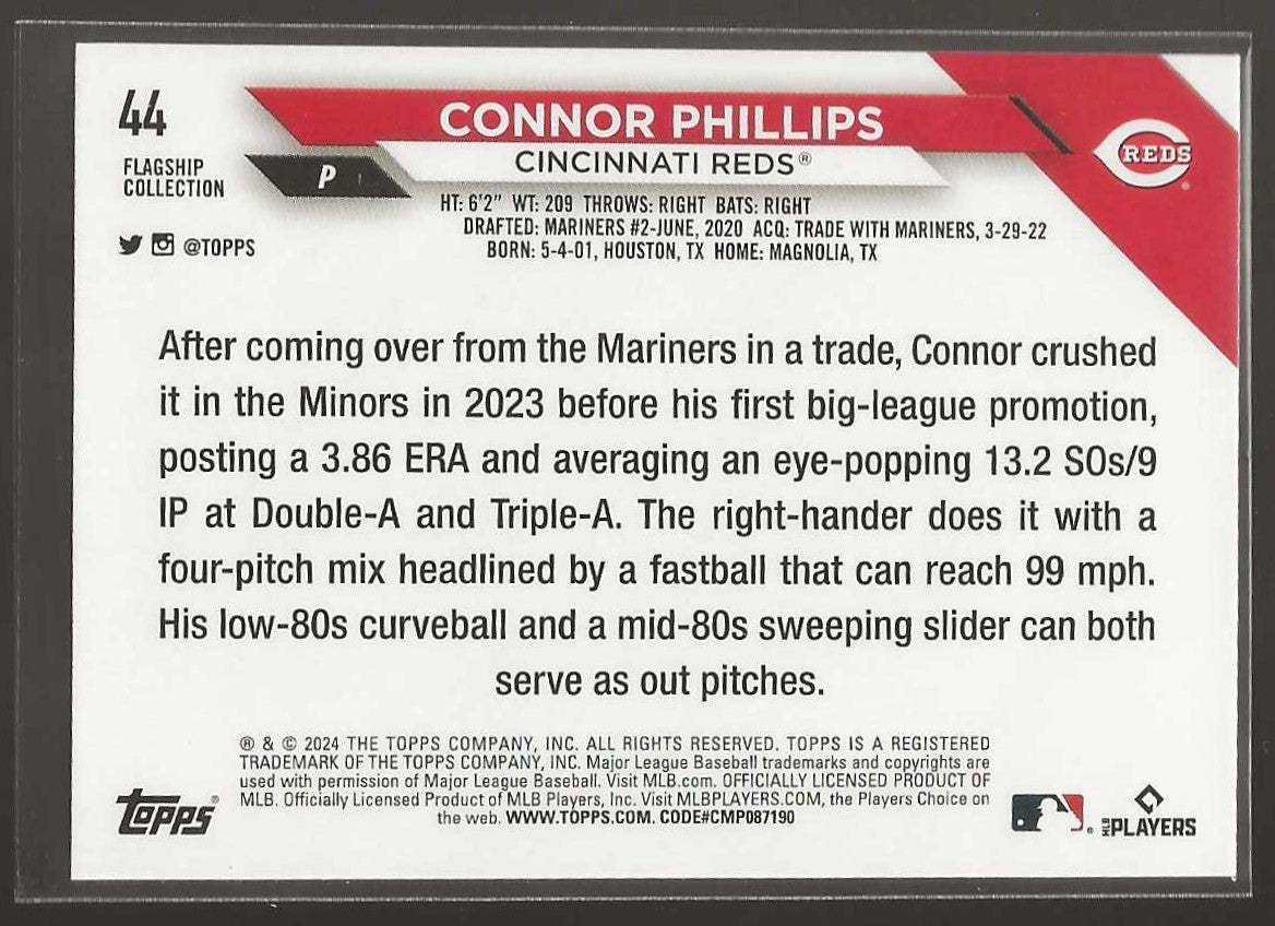 2024 Topps #44 Connor Phillips Flagship Collection