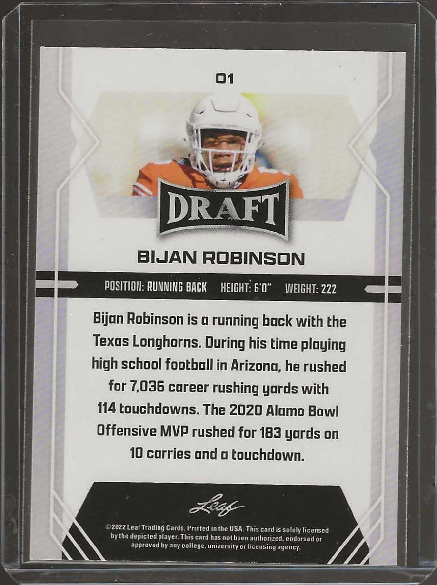 2022 Leaf Draft #01 Bijan Robinson