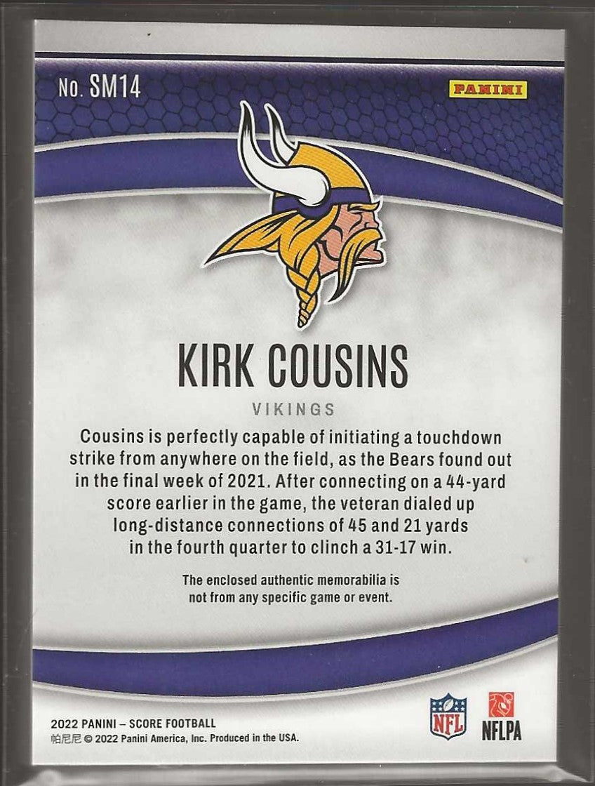 2022 Score #SM14 Kirk Cousins Scoring Materials