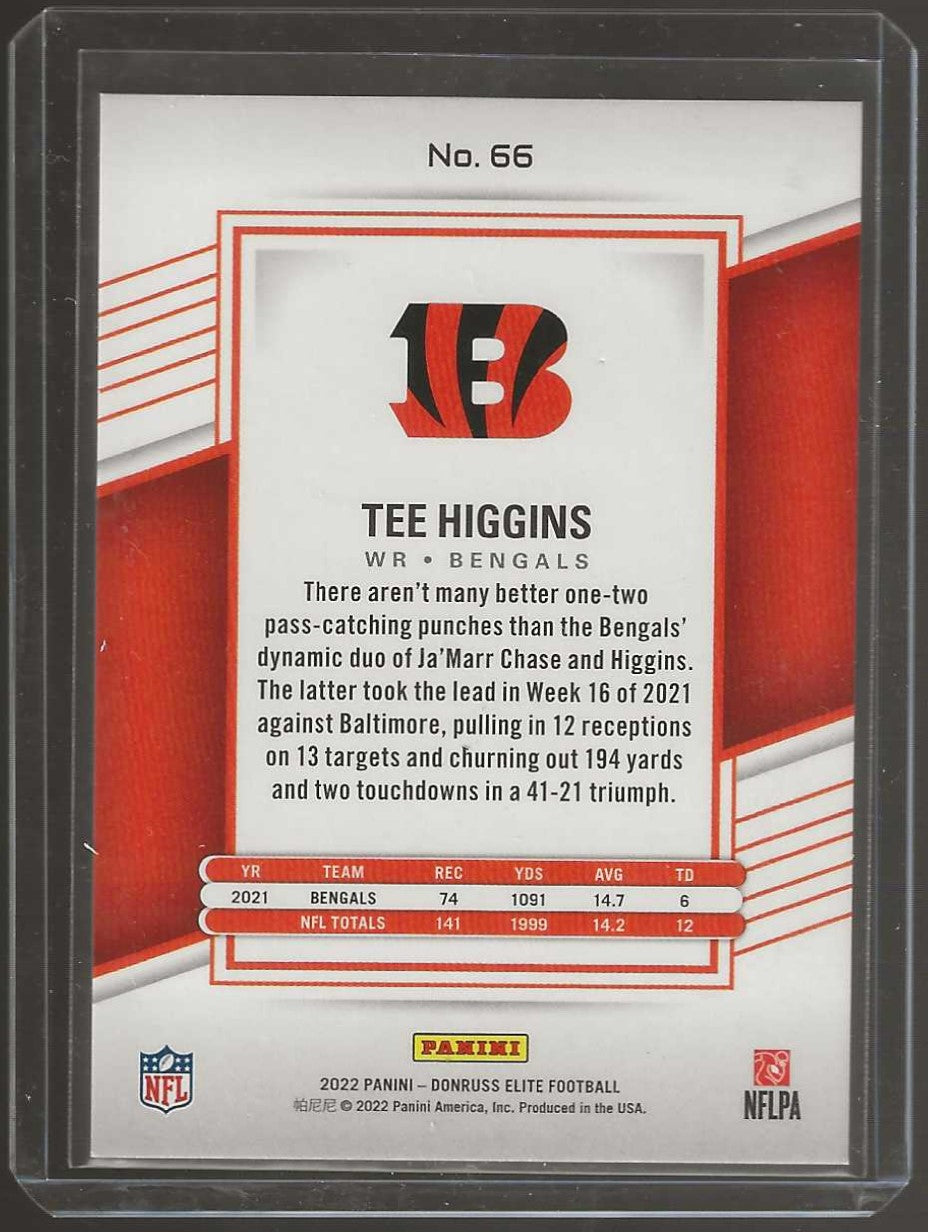 2022 Donruss Elite #66 Tee Higgins Status Sparkle