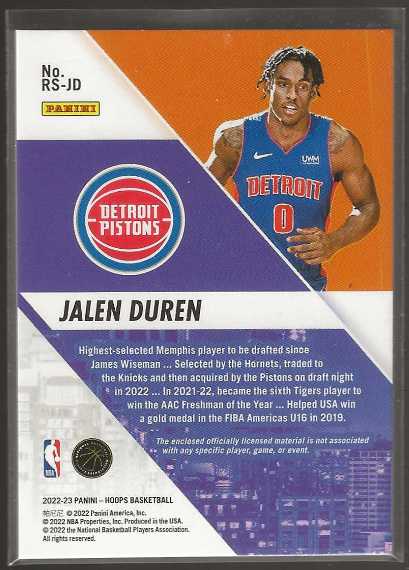 2022-23 Hoops #RS-JD Jalen Duren Rise N Shine Memorabilia