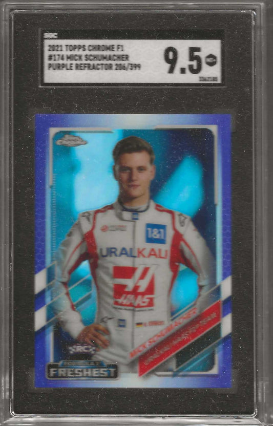 2021 Topps Chrome Formula 1 #174 Mick Schumacher Purple Refractor SGC 9.5 #/399