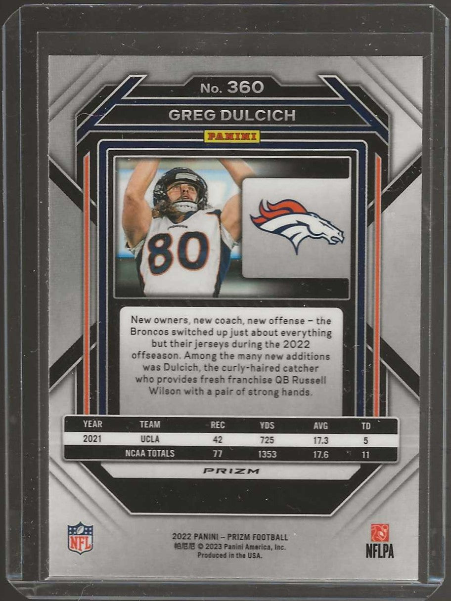 2022 Panini Prizm #360 Greg Dulcich Green