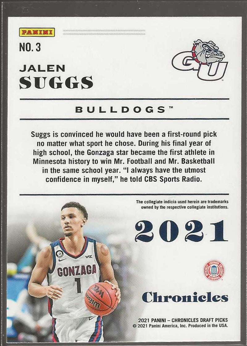 2021 Panini Chronicles Draft Picks #3 Jalen Suggs