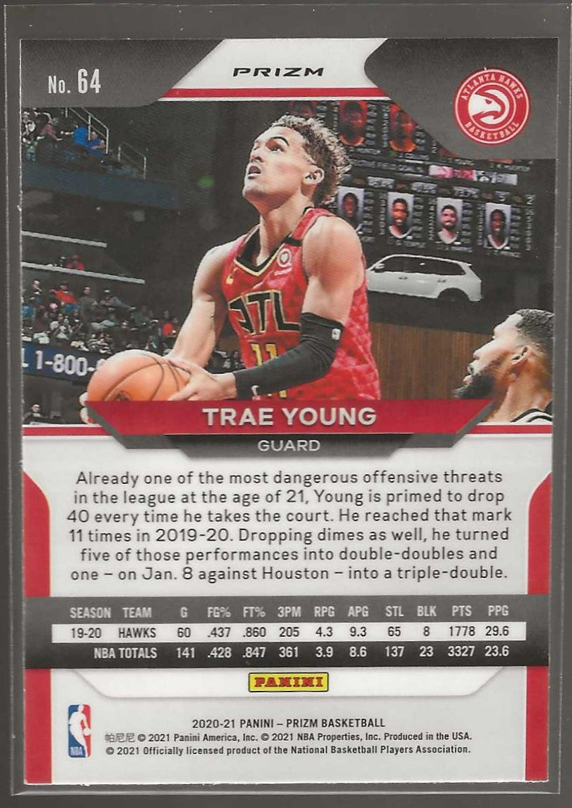 2020-21 Panini Prizm #64 Trae Young Ruby Wave Prizms