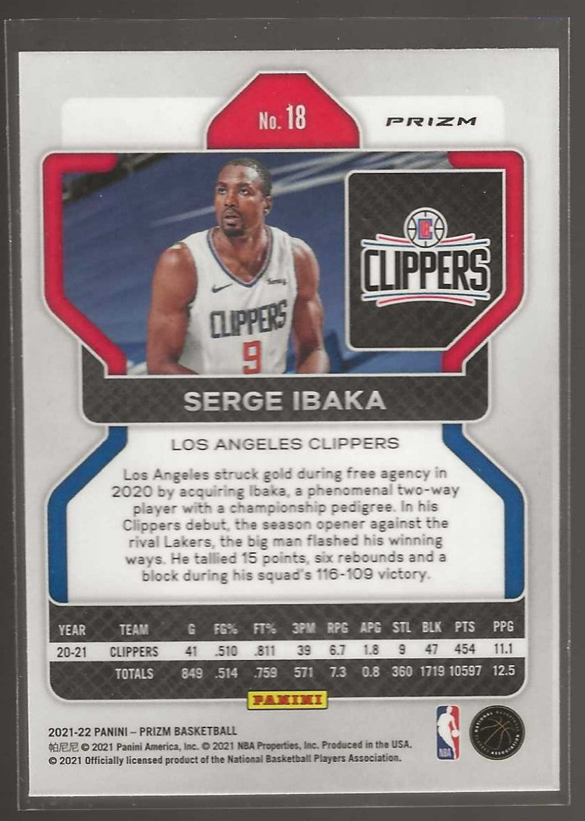 2021-22 Panini Prizm #18 Serge Ibaka Pink Ice