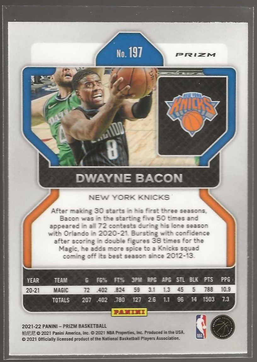 2021-22 Panini Prizm #197 Dwayne Bacon Pink Ice